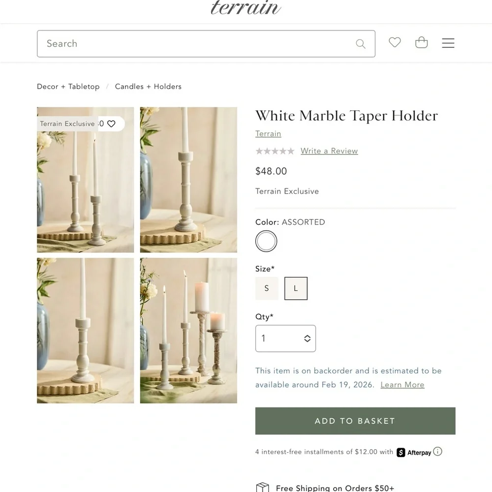 Anthropologie marble taper